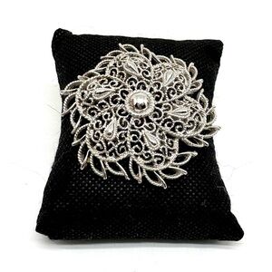 Trifari Silvertone Floral Filigree Brooch